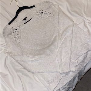 Express white laced up sweater